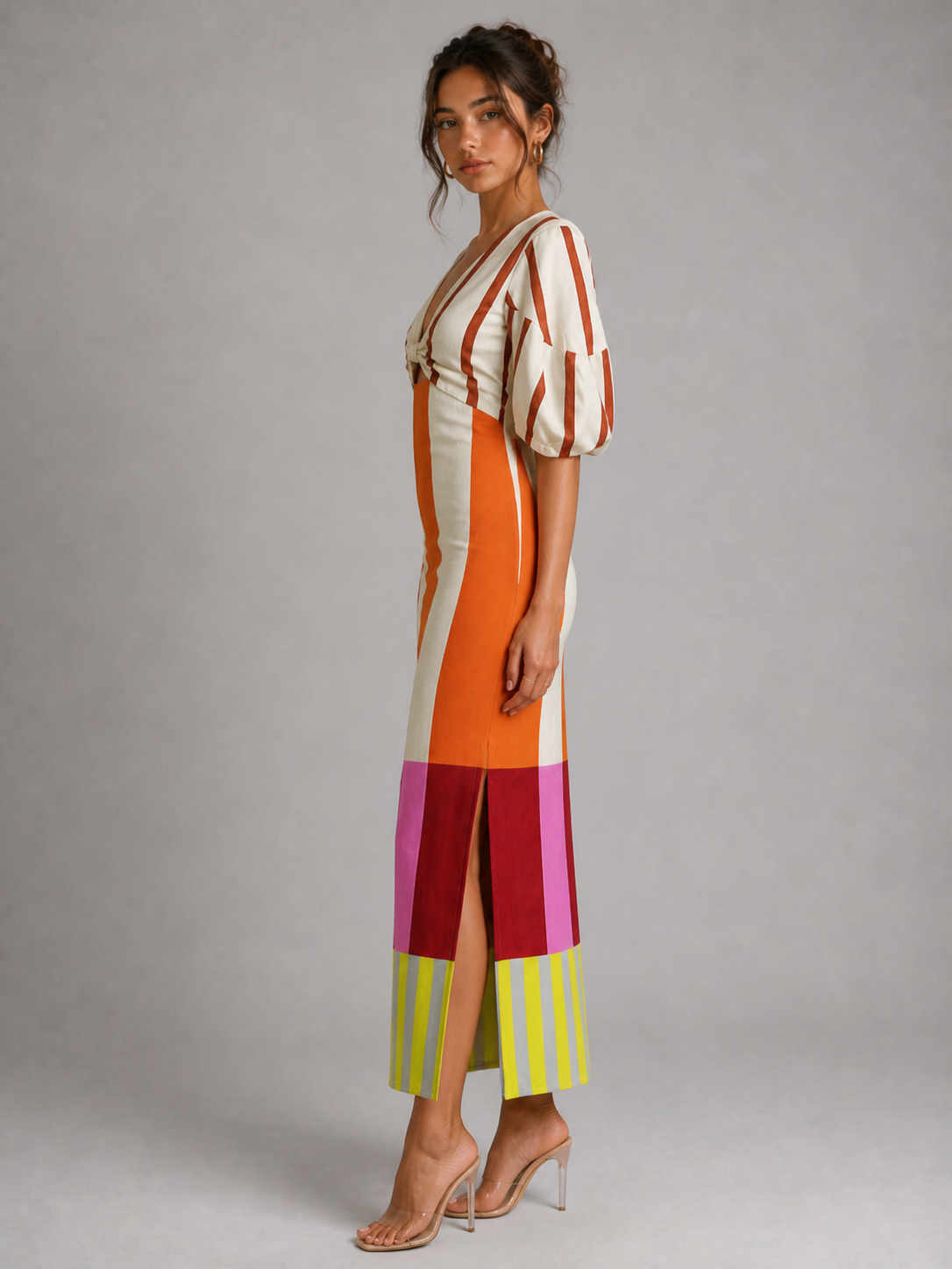 AVÉLINE – ROBE LONGUE RAYÉE COLORÉE