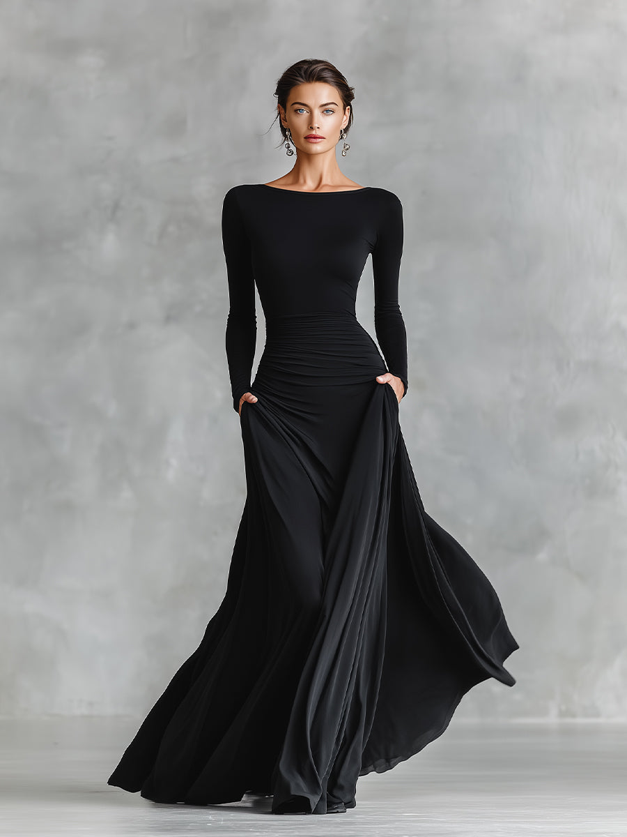 Seraphine – Robe maxi sculpturale fluide