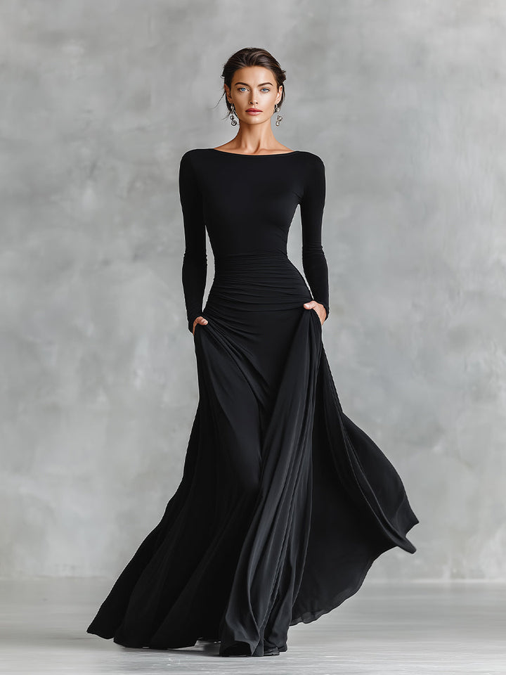 Seraphine – Robe maxi sculpturale fluide
