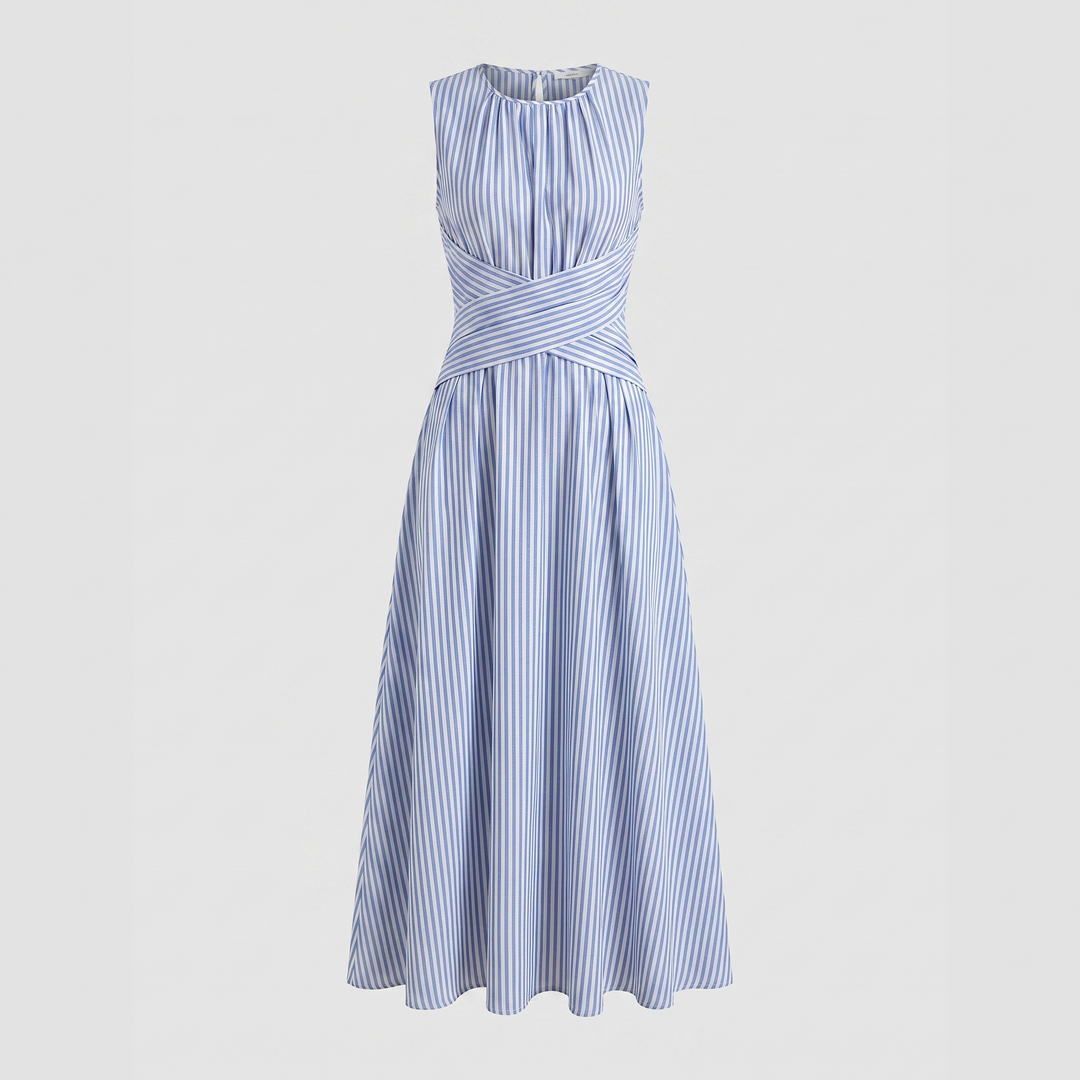 Élise™ | Robe midi rayée