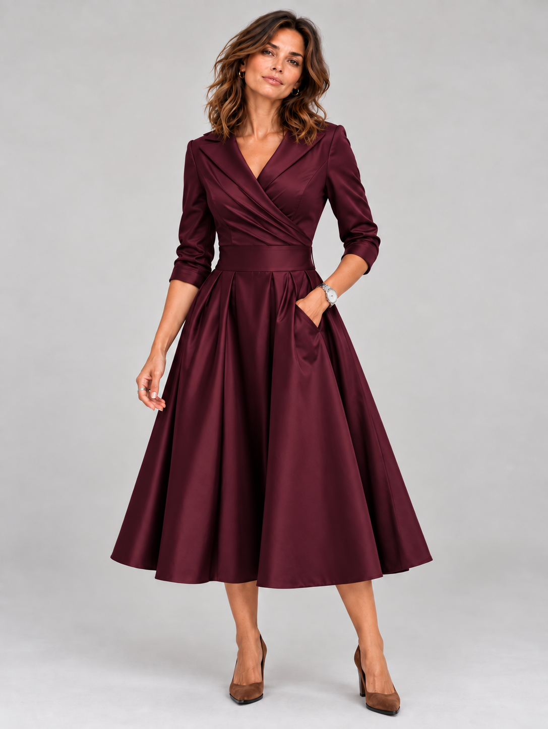 Lina - Robe midi en satin