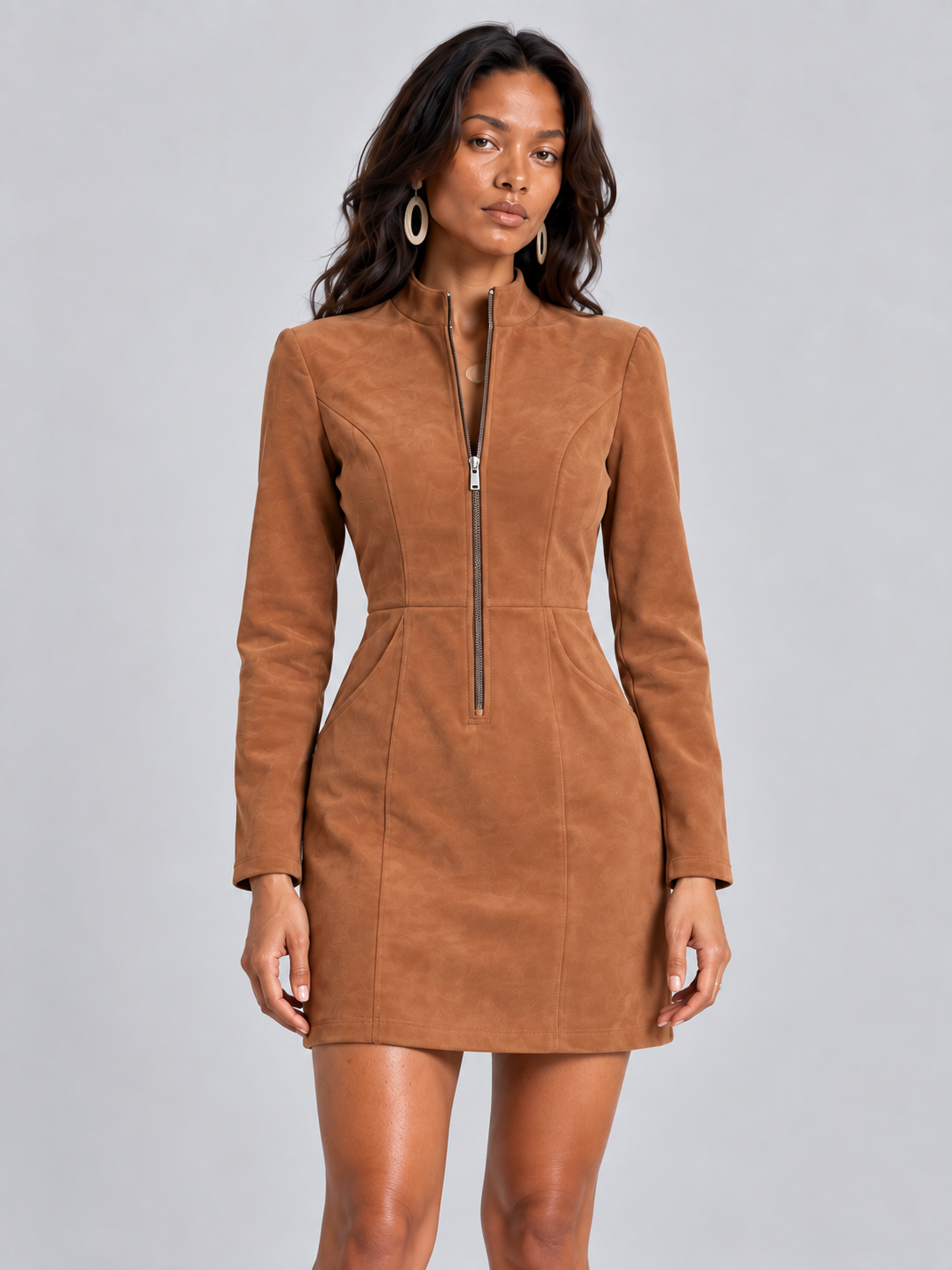 Marion™ | Robe en daim avec fermeture éclair