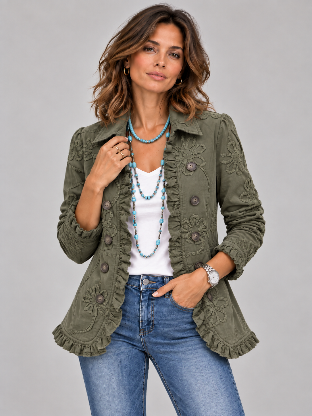 Claudine™ | Veste fleurie élégante