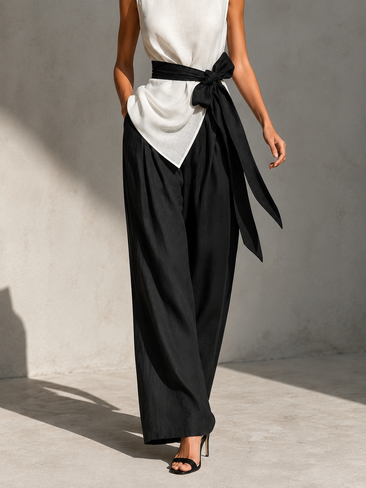 Camille | Ensemble élégant bicolore avec ceinture nouée