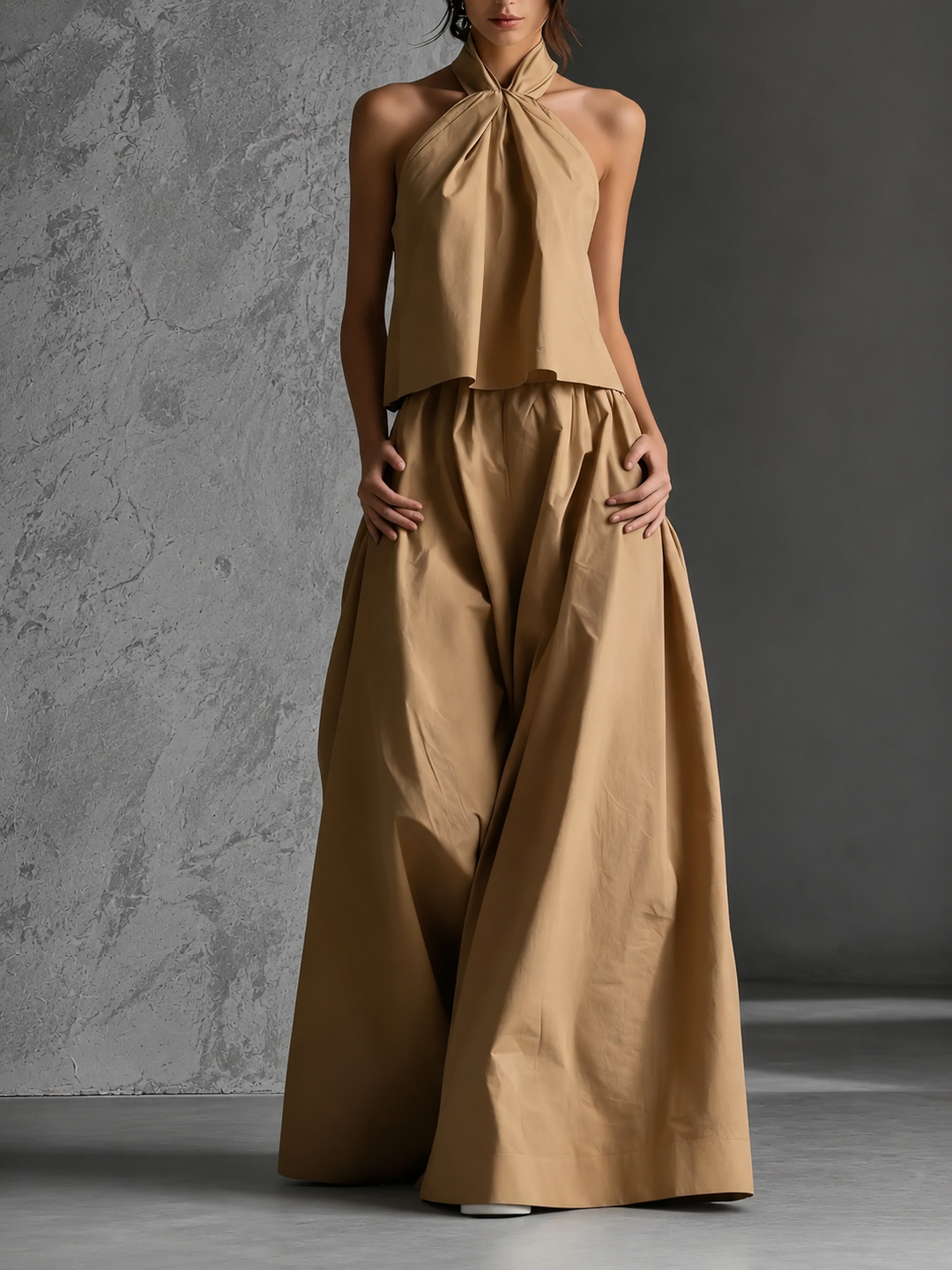 Élodie | Ensemble fluide avec haut dos-nu et pantalon large