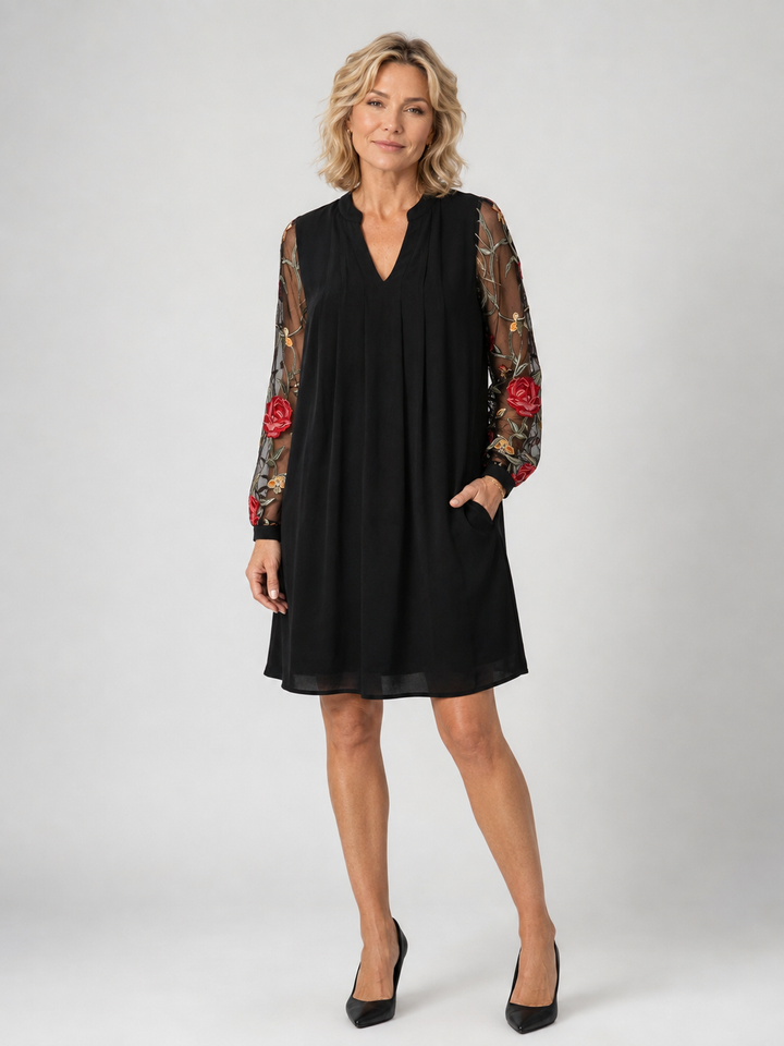 Monique™ | Robe élégante à manches fleuries