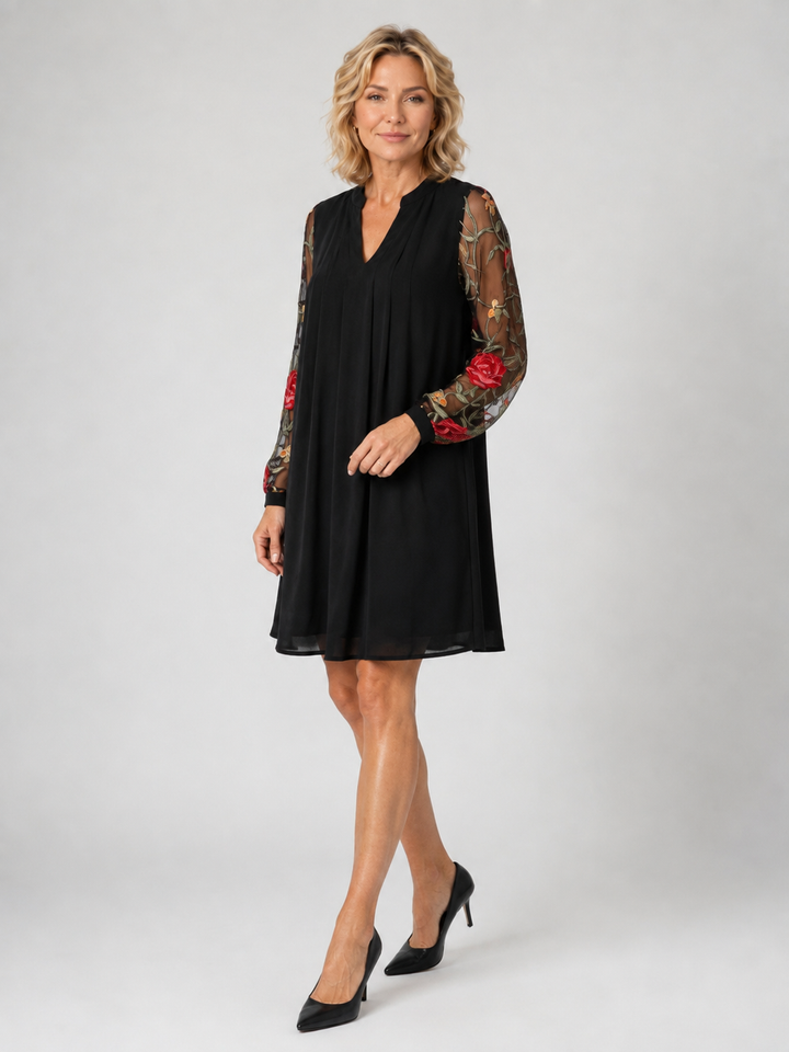 Monique™ | Robe élégante à manches fleuries