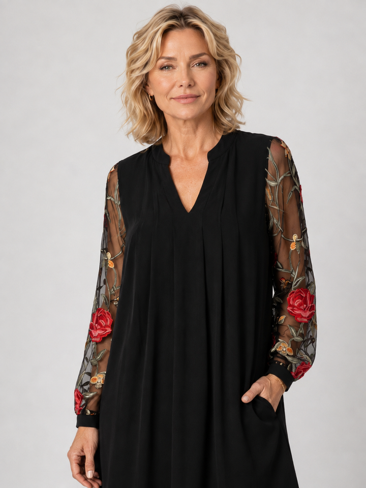 Monique™ | Robe élégante à manches fleuries