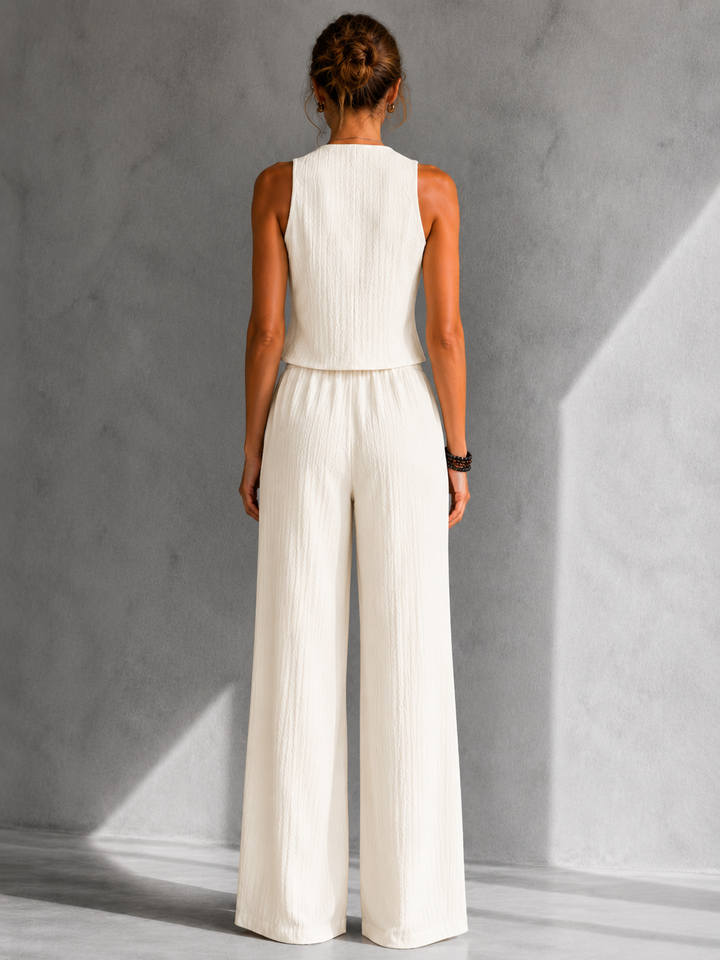 Élise | Ensemble fluide à gilet boutonné