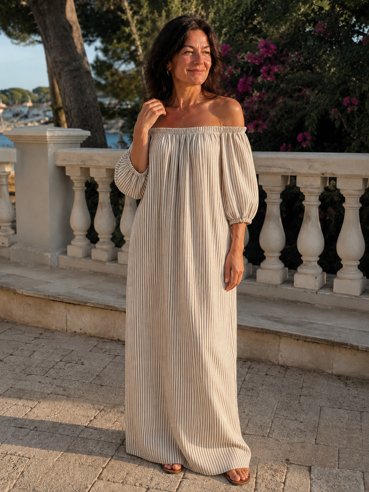 Elena | Robe longue fluide à épaules dénudées
