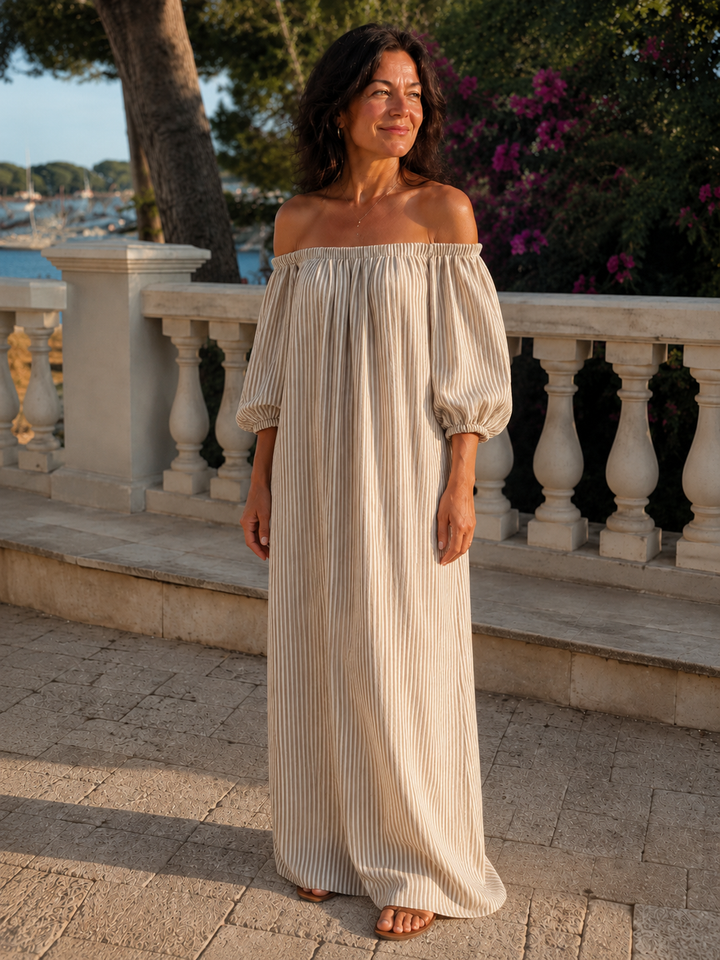 Elena | Robe longue fluide à épaules dénudées