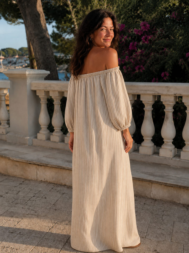 Elena | Robe longue fluide à épaules dénudées