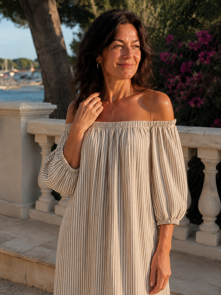 Elena | Robe longue fluide à épaules dénudées