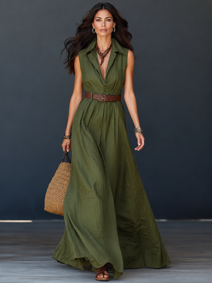 Agnès | Robe Chemise Longue avec Ceinture Offerte