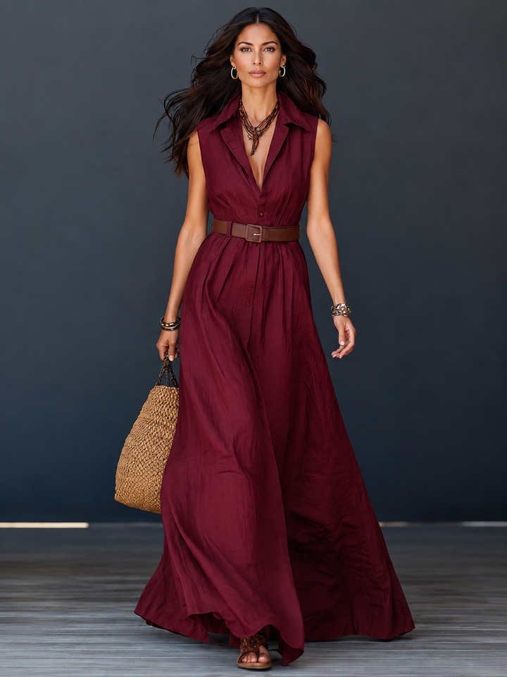 Agnès | Robe Chemise Longue avec Ceinture Offerte