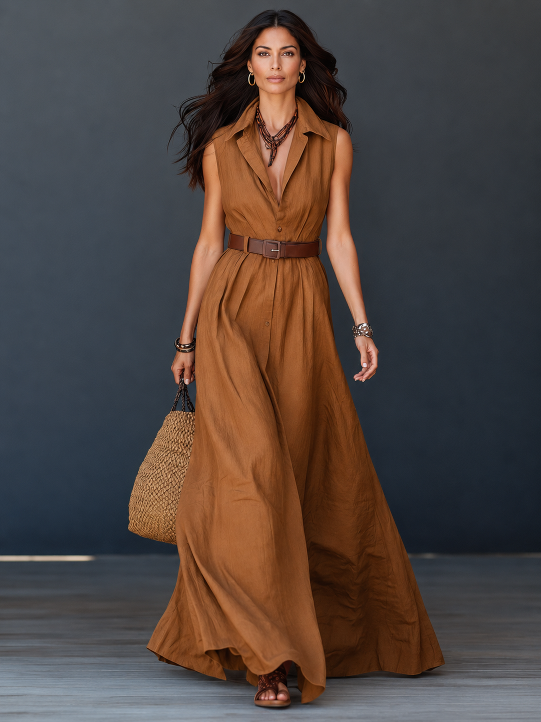 Agnès | Robe Chemise Longue avec Ceinture Offerte