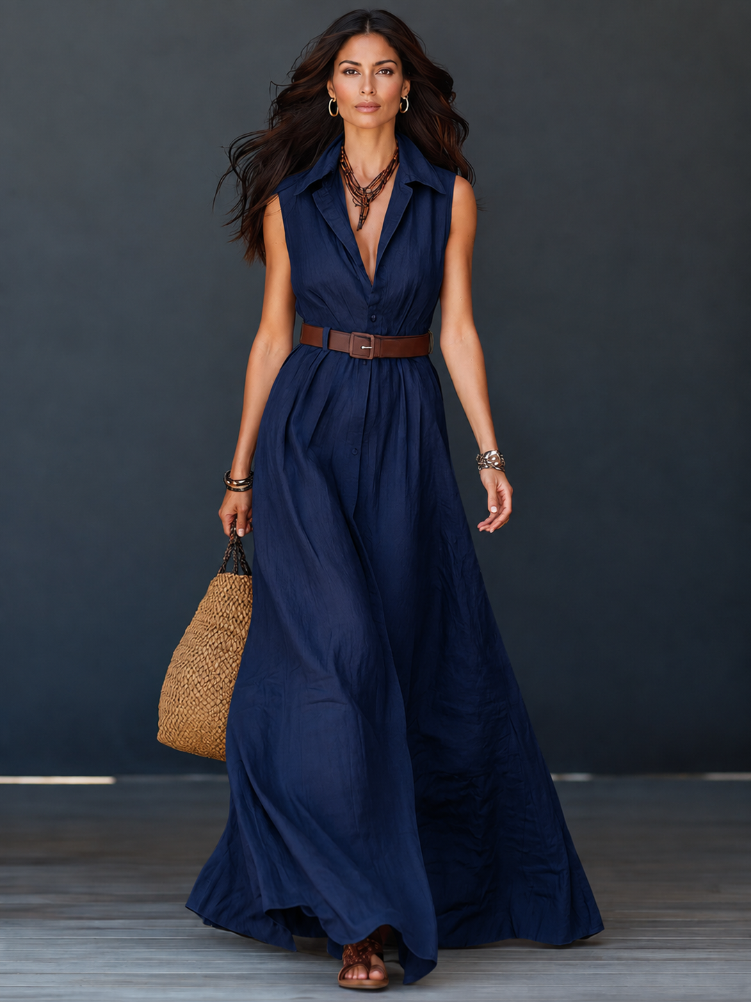 Agnès | Robe Chemise Longue avec Ceinture Offerte