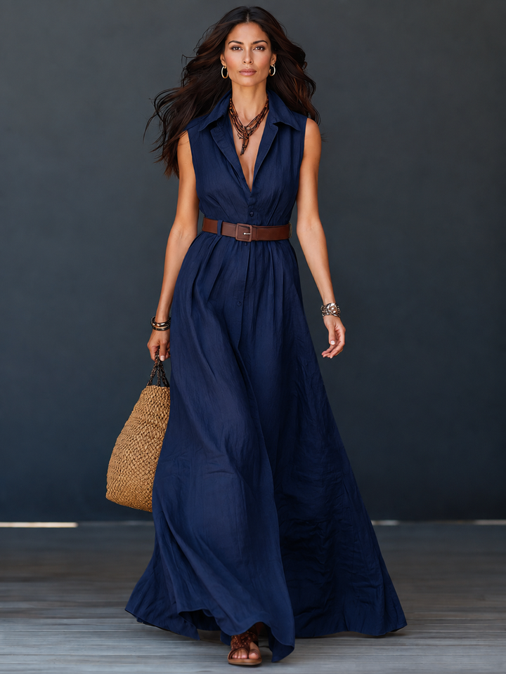 Agnès | Robe Chemise Longue avec Ceinture Offerte