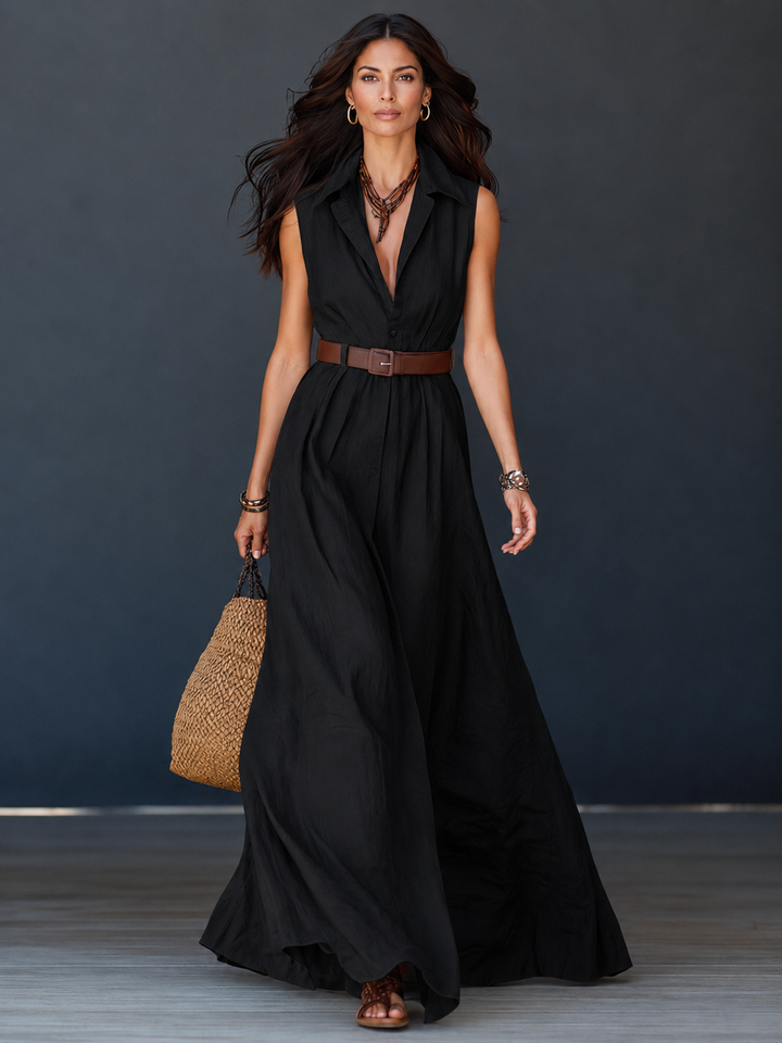 Agnès | Robe Chemise Longue avec Ceinture Offerte