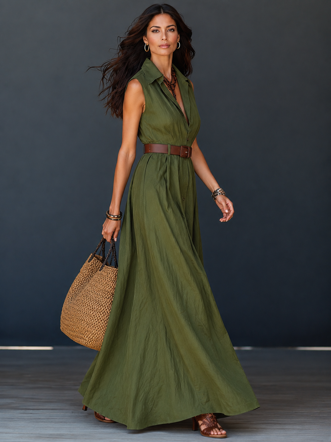 Agnès | Robe Chemise Longue avec Ceinture Offerte