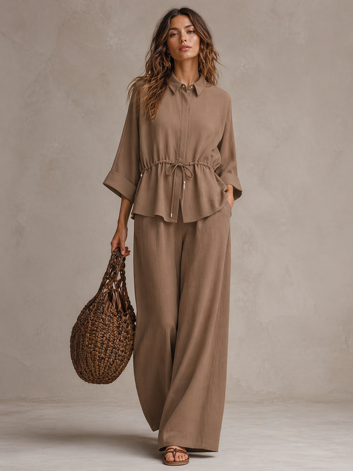 Camille | Ensemble fluide élégant avec taille ajustable et coupe moderne