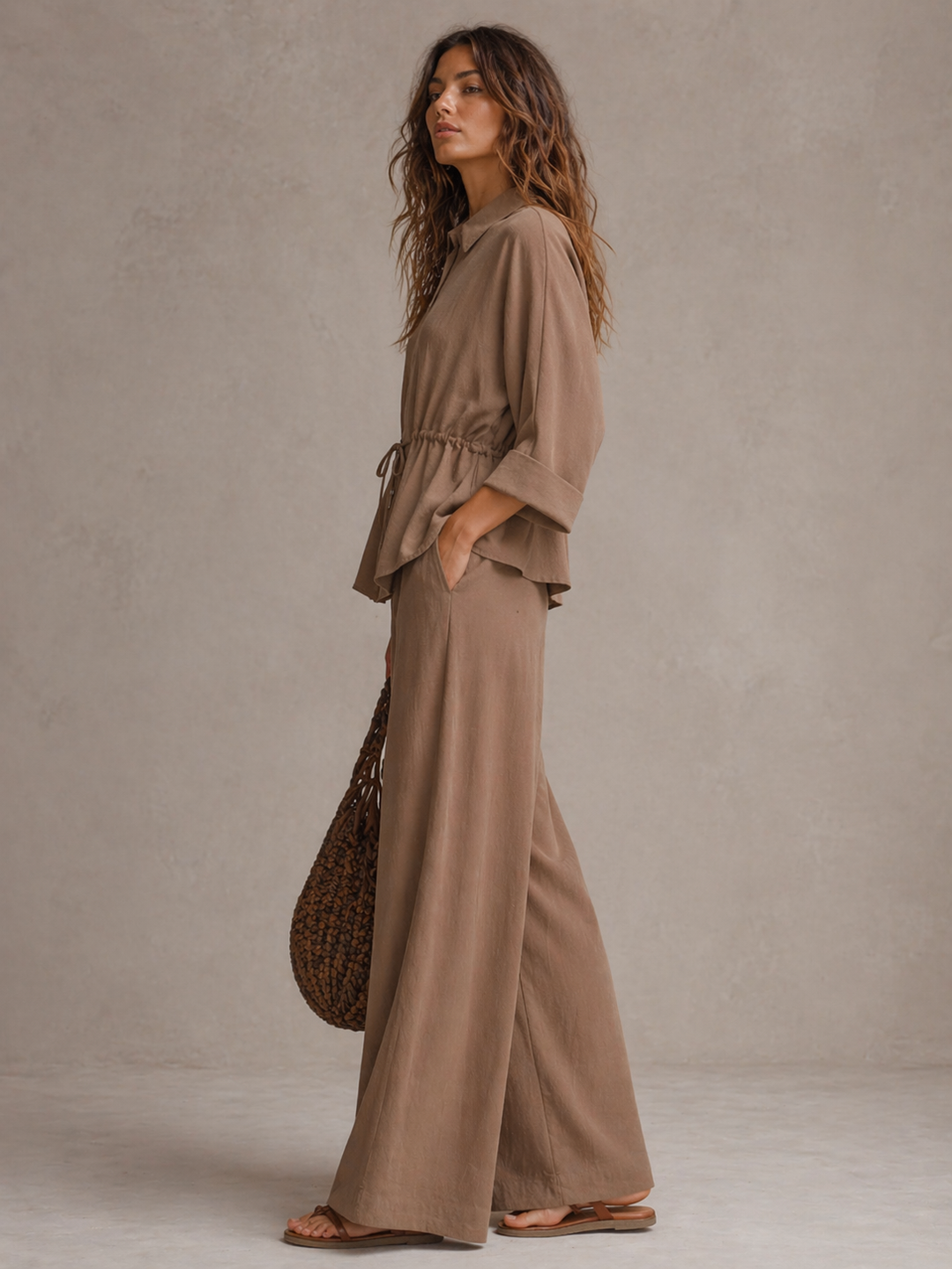 Camille | Ensemble fluide élégant avec taille ajustable et coupe moderne