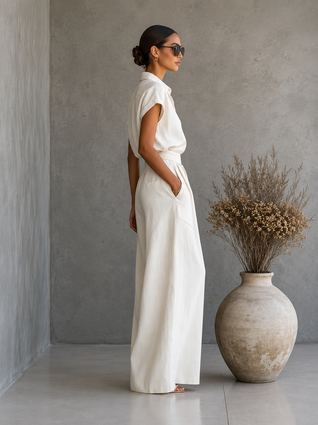 Aveline | Ensemble élégant avec chemise et jupe longue fluide