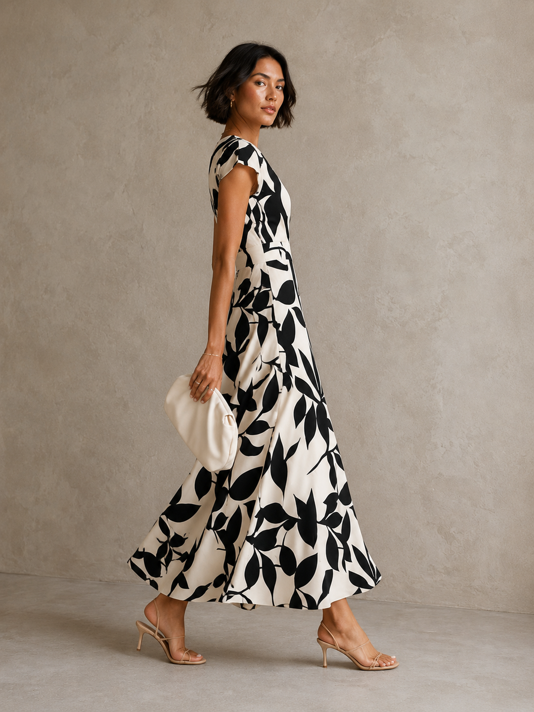 Elise | Robe midi élégante à imprimé graphique et coupe flatteuse