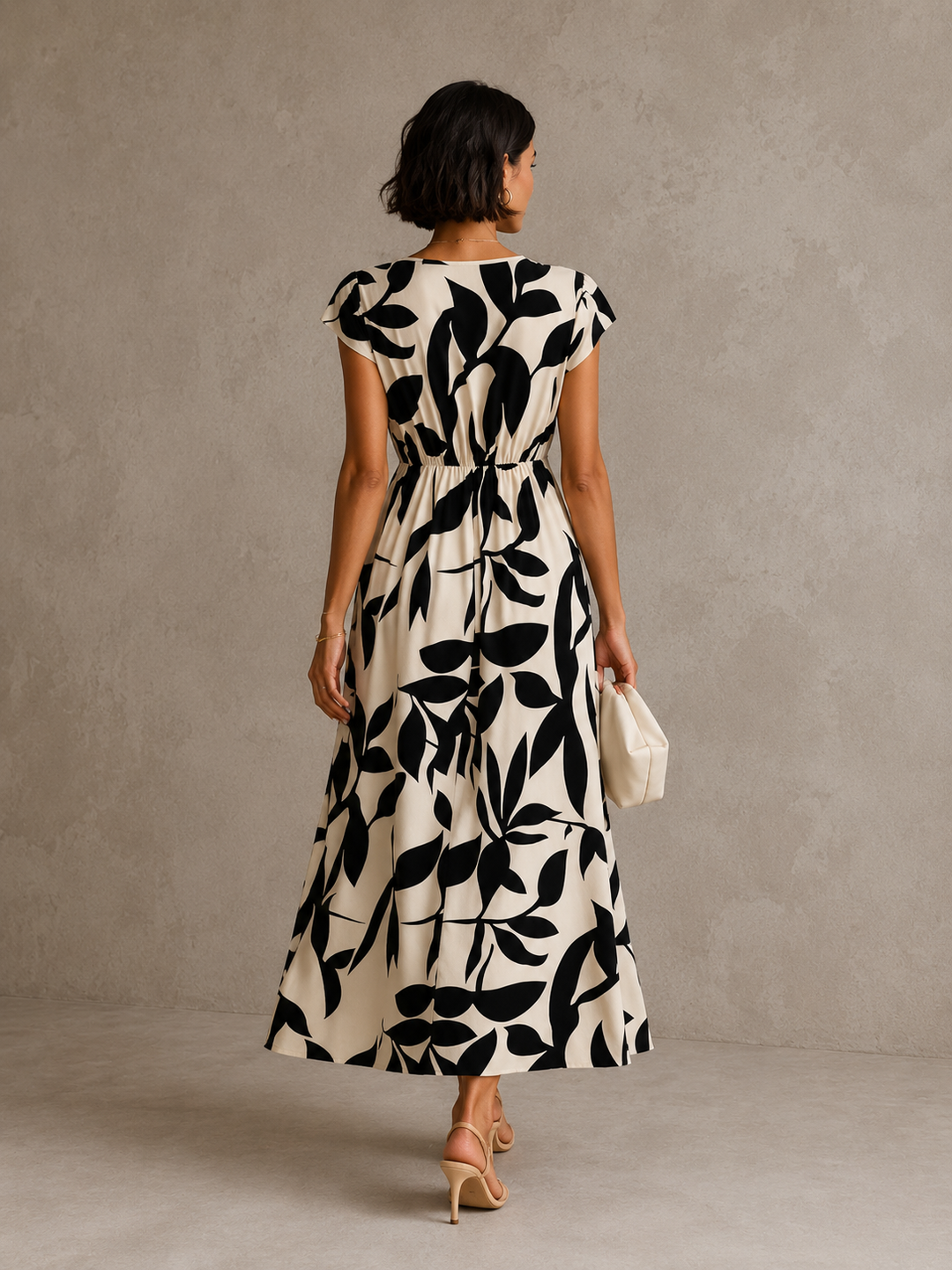 Elise | Robe midi élégante à imprimé graphique et coupe flatteuse