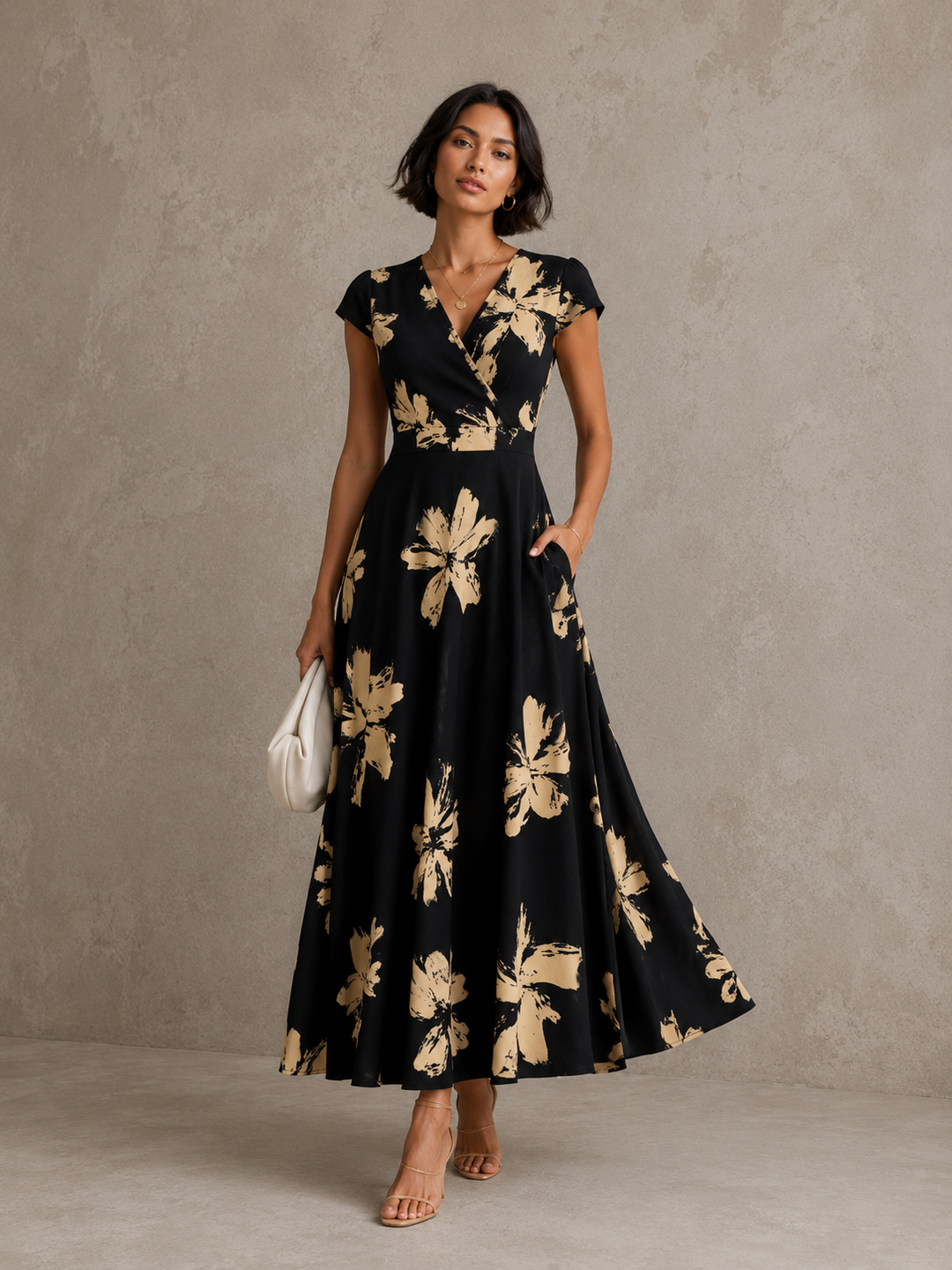 Elise | Robe midi élégante à imprimé graphique et coupe flatteuse