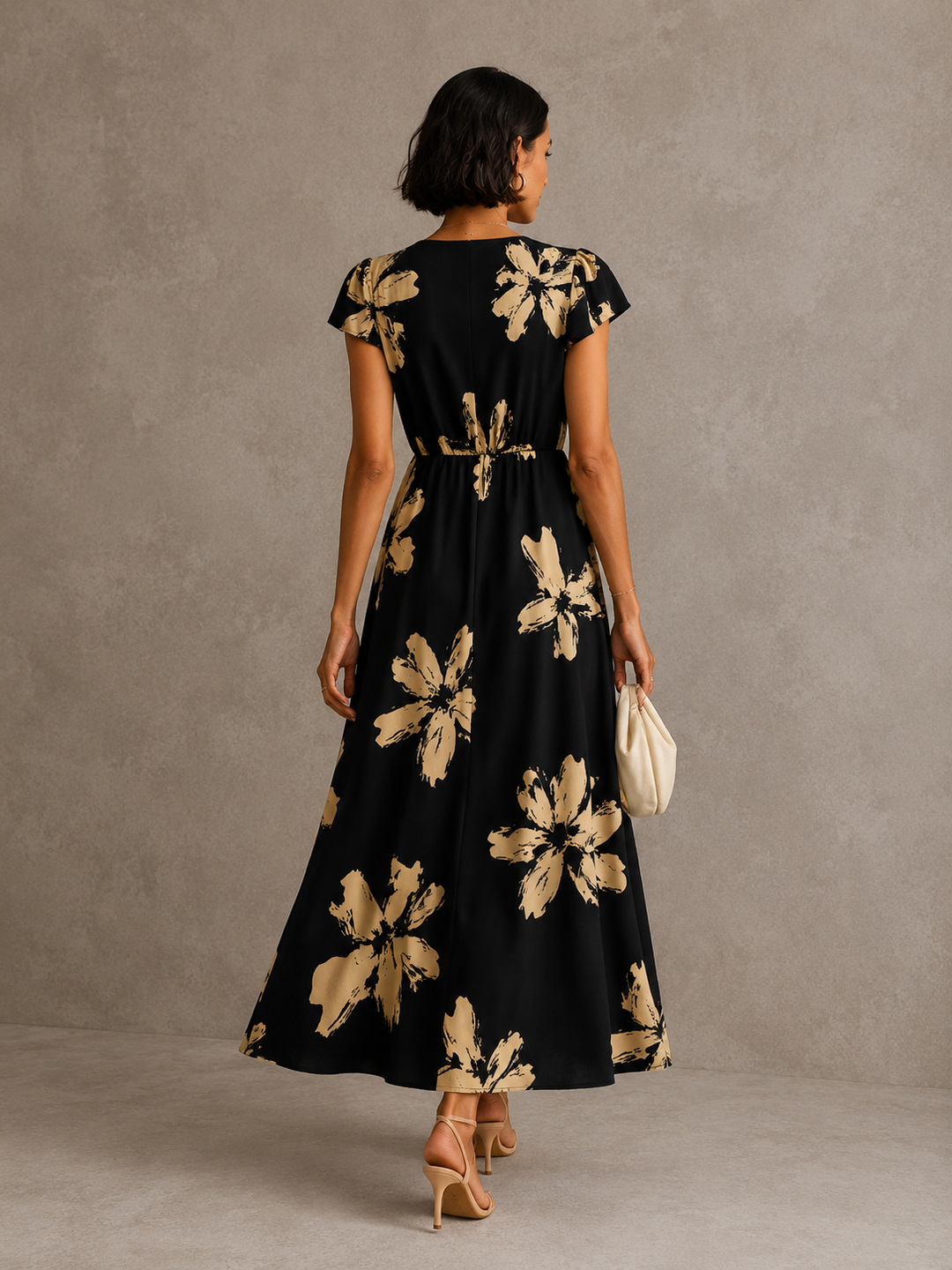 Elise | Robe midi élégante à imprimé graphique et coupe flatteuse