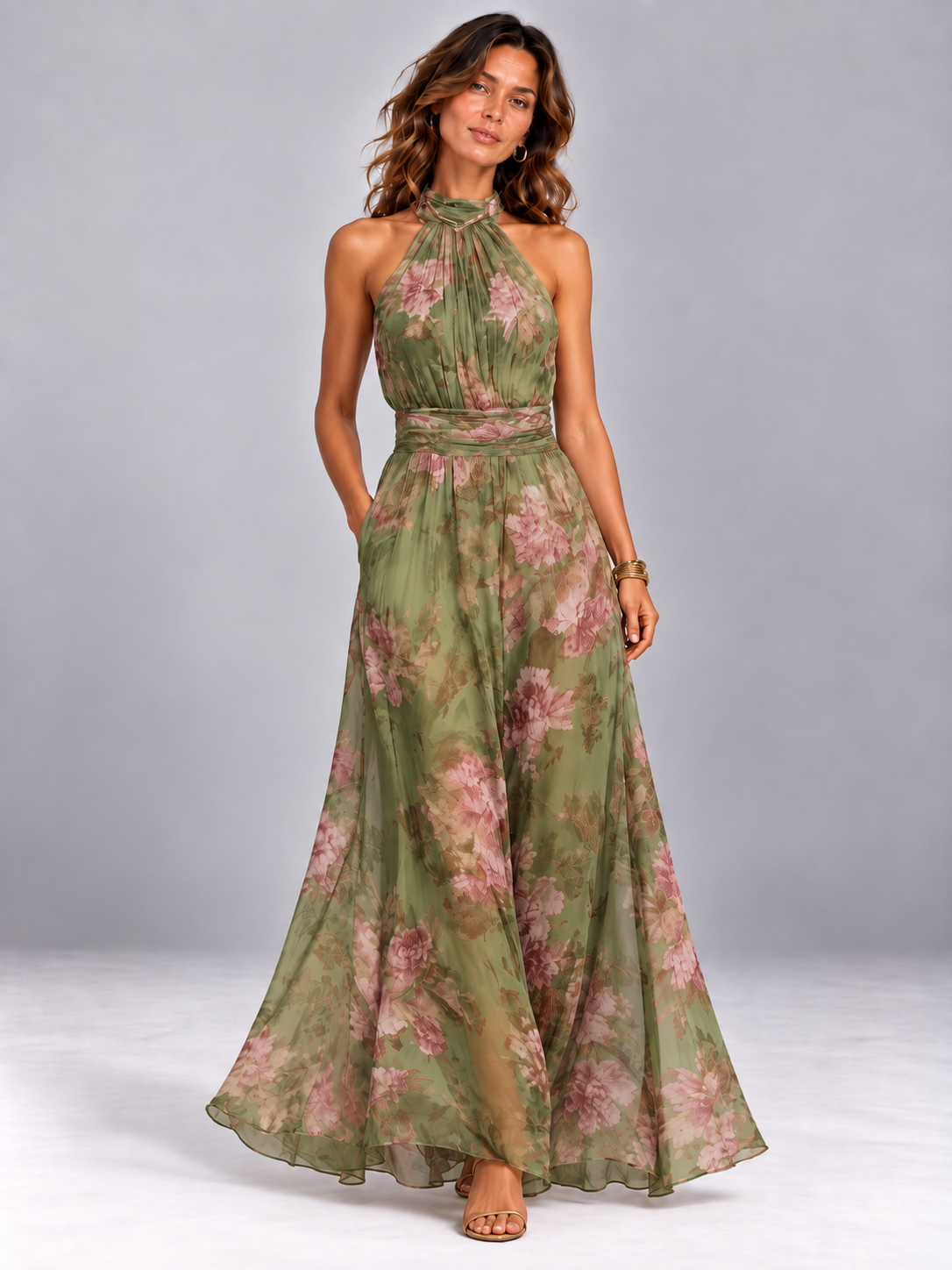 Camélia™ | Robe longue fluide à imprimé floral