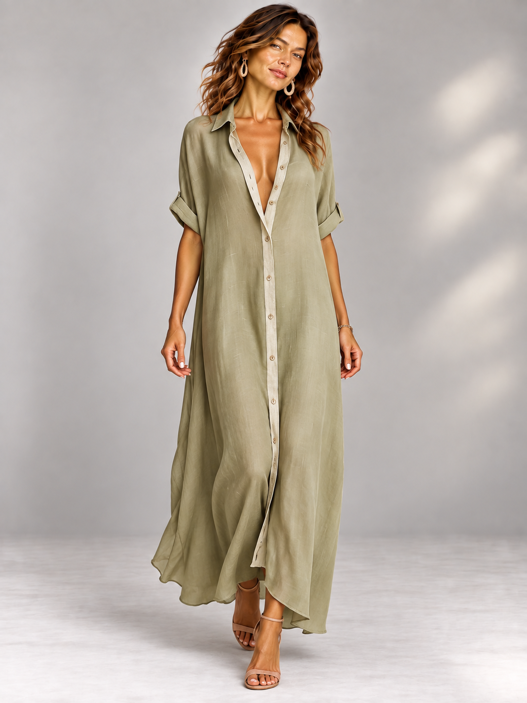 Sophie | Robe chemise longue fluide et élégante