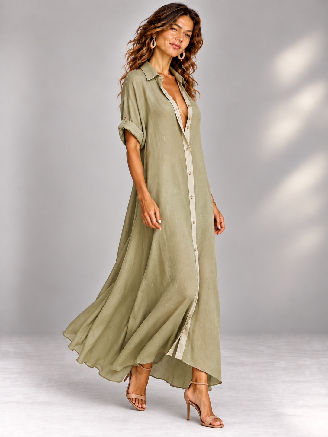 Sophie | Robe chemise longue fluide et élégante