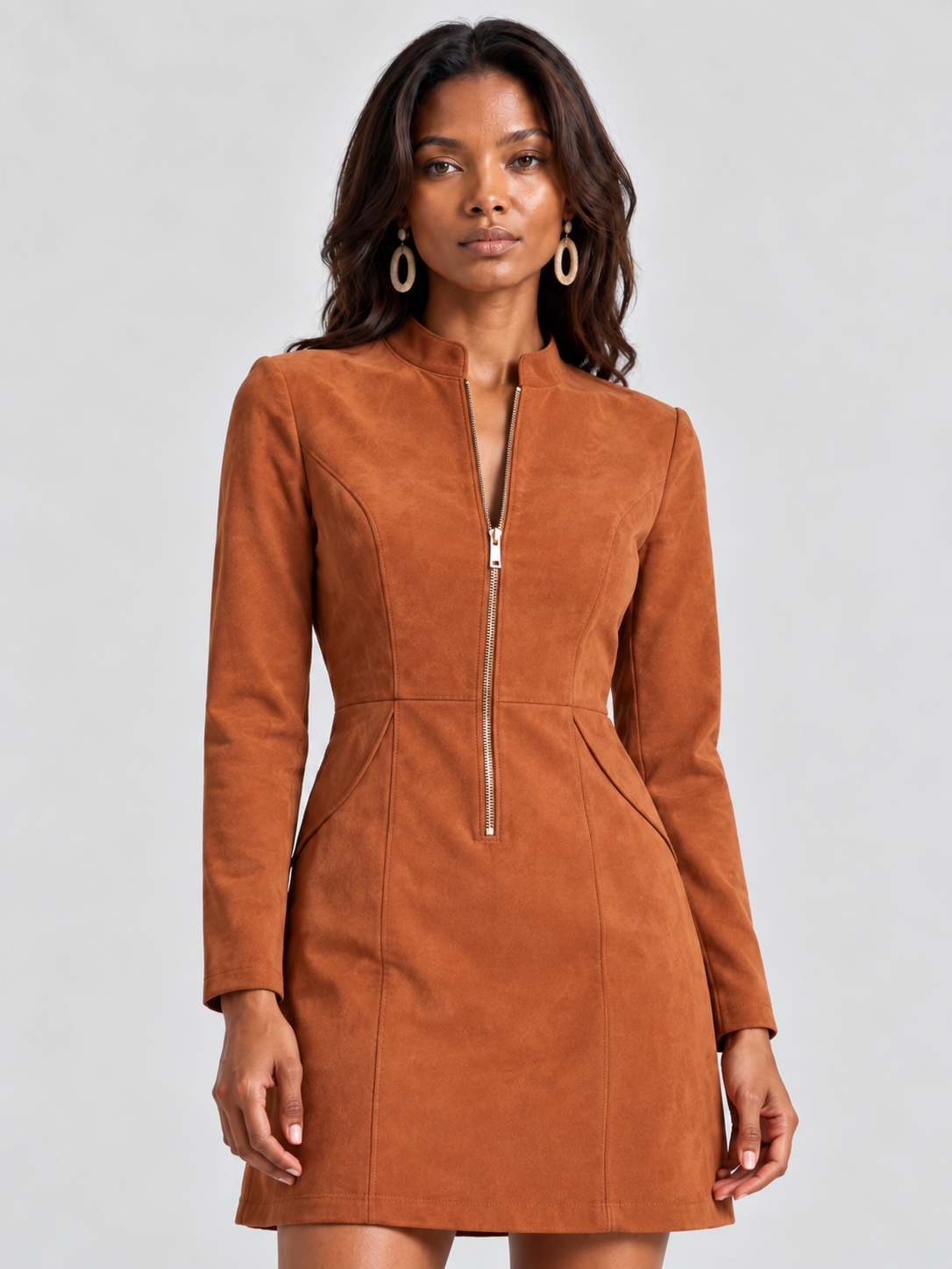 Marion™ | Robe en daim avec fermeture éclair