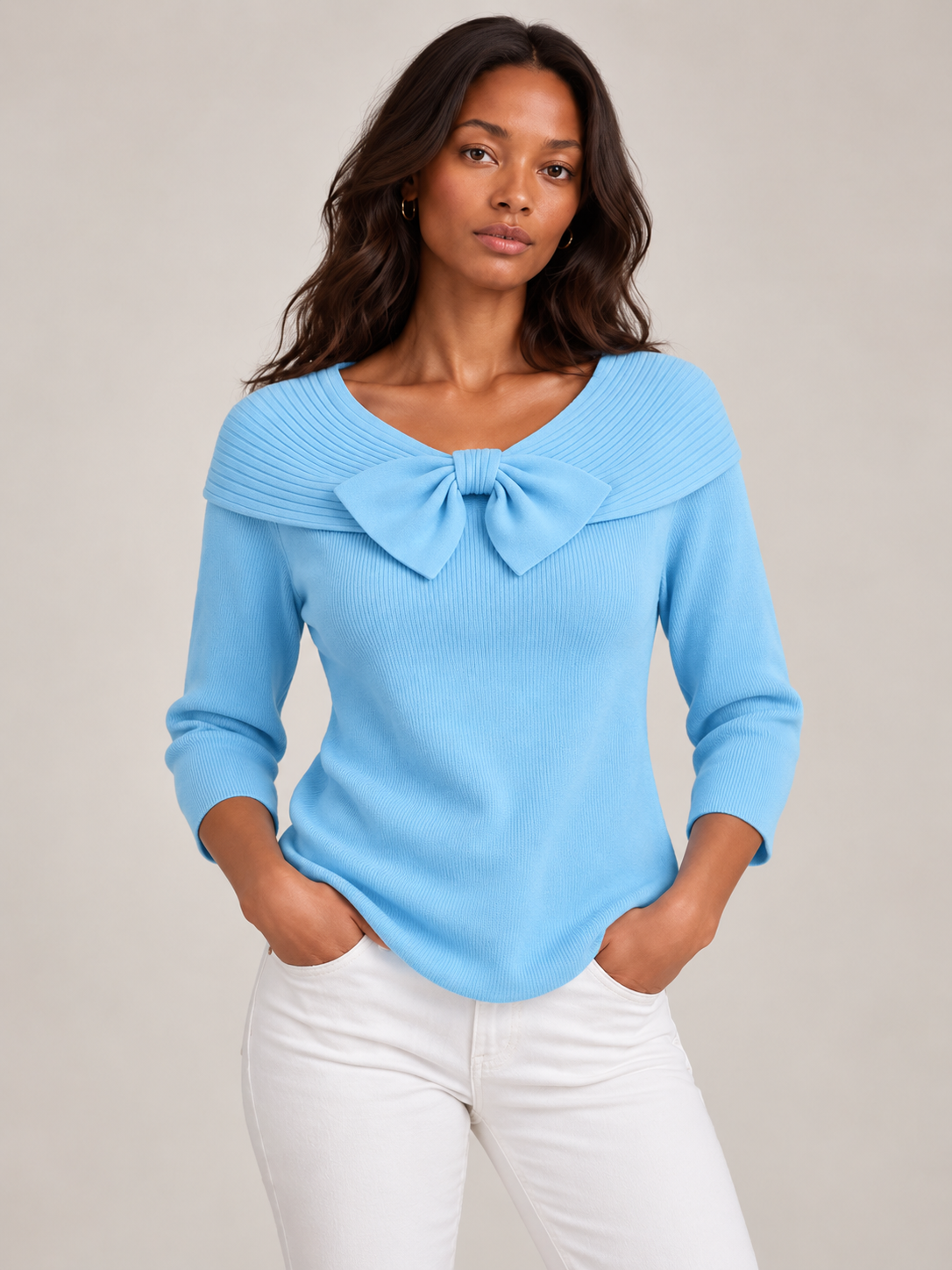 Delphine™ | Pull avec nœud et col rond