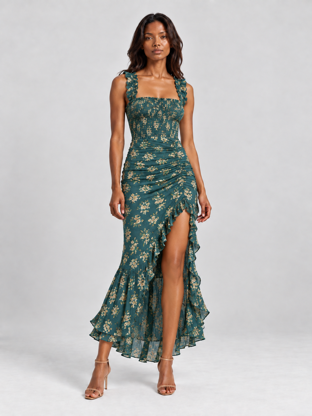 Lina | Robe fluide élégante avec imprimé et fente