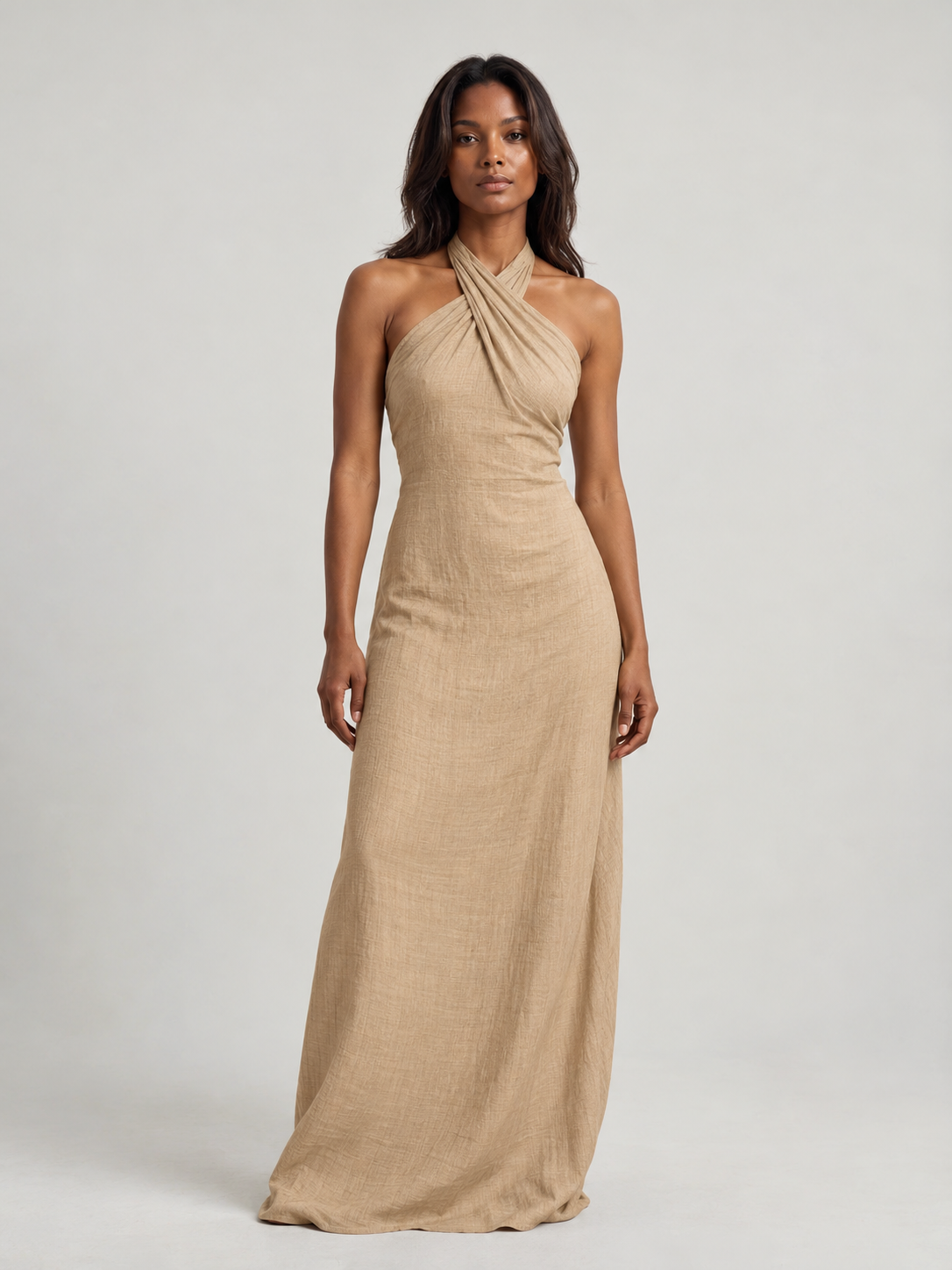 Sophie | Robe longue élégante avec coupe fluide et col halter