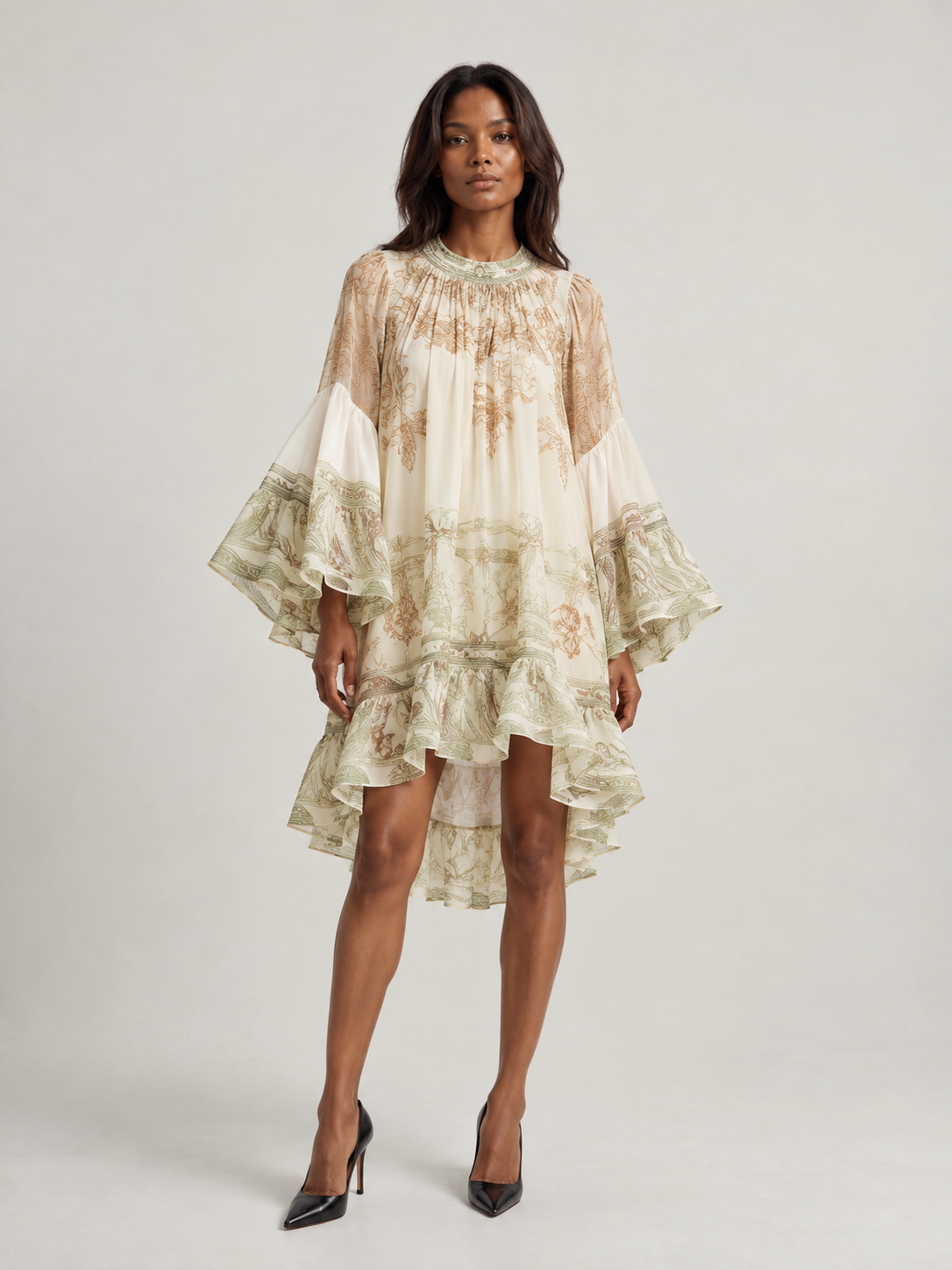 Luna | Robe fluide à imprimé élégant et manches amples