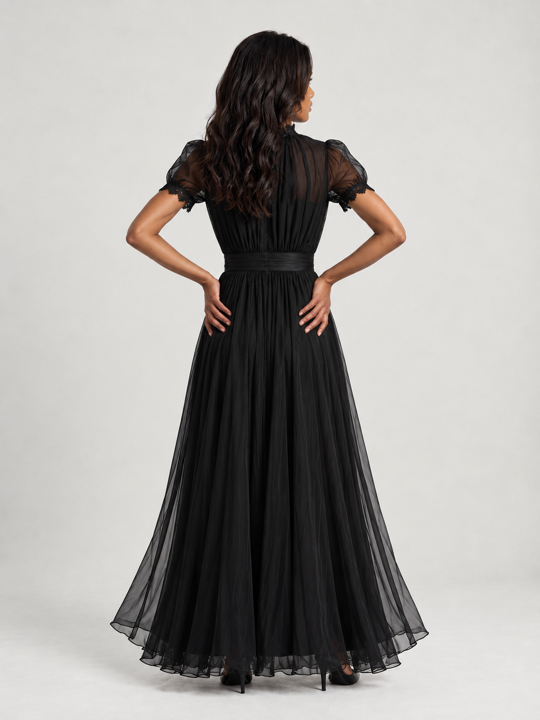 Mireille™ | Robe Élégante en Mousseline avec Dentelle