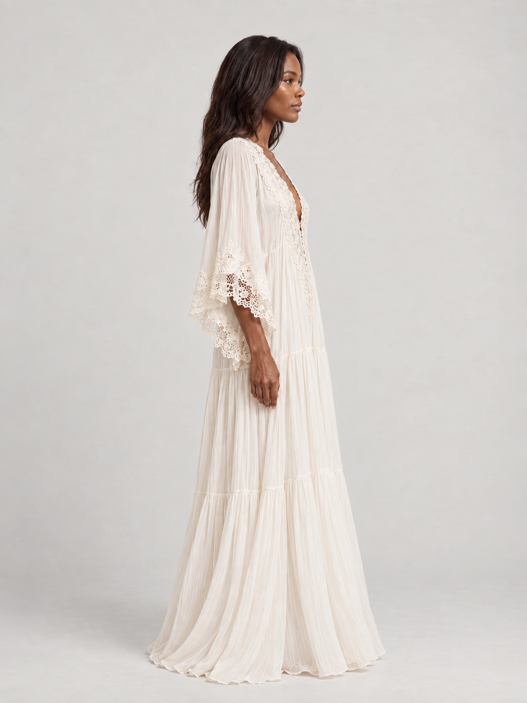Éliane™ | Robe Chiffon Ivoire