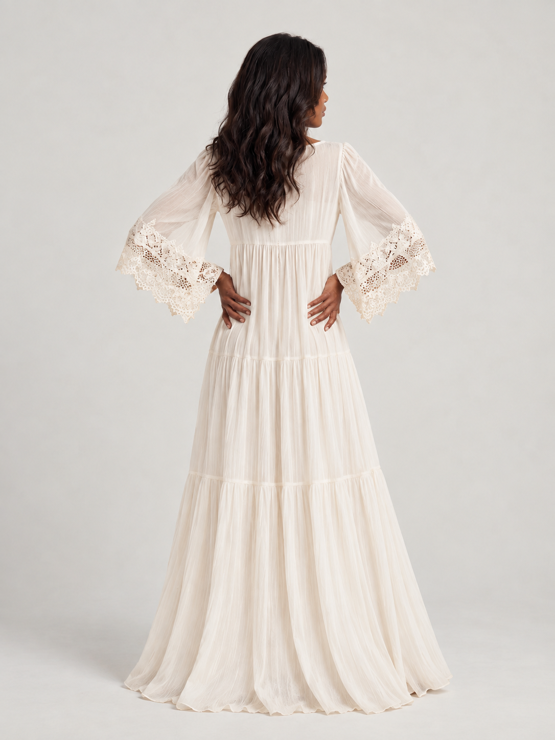 Éliane™ | Robe Chiffon Ivoire
