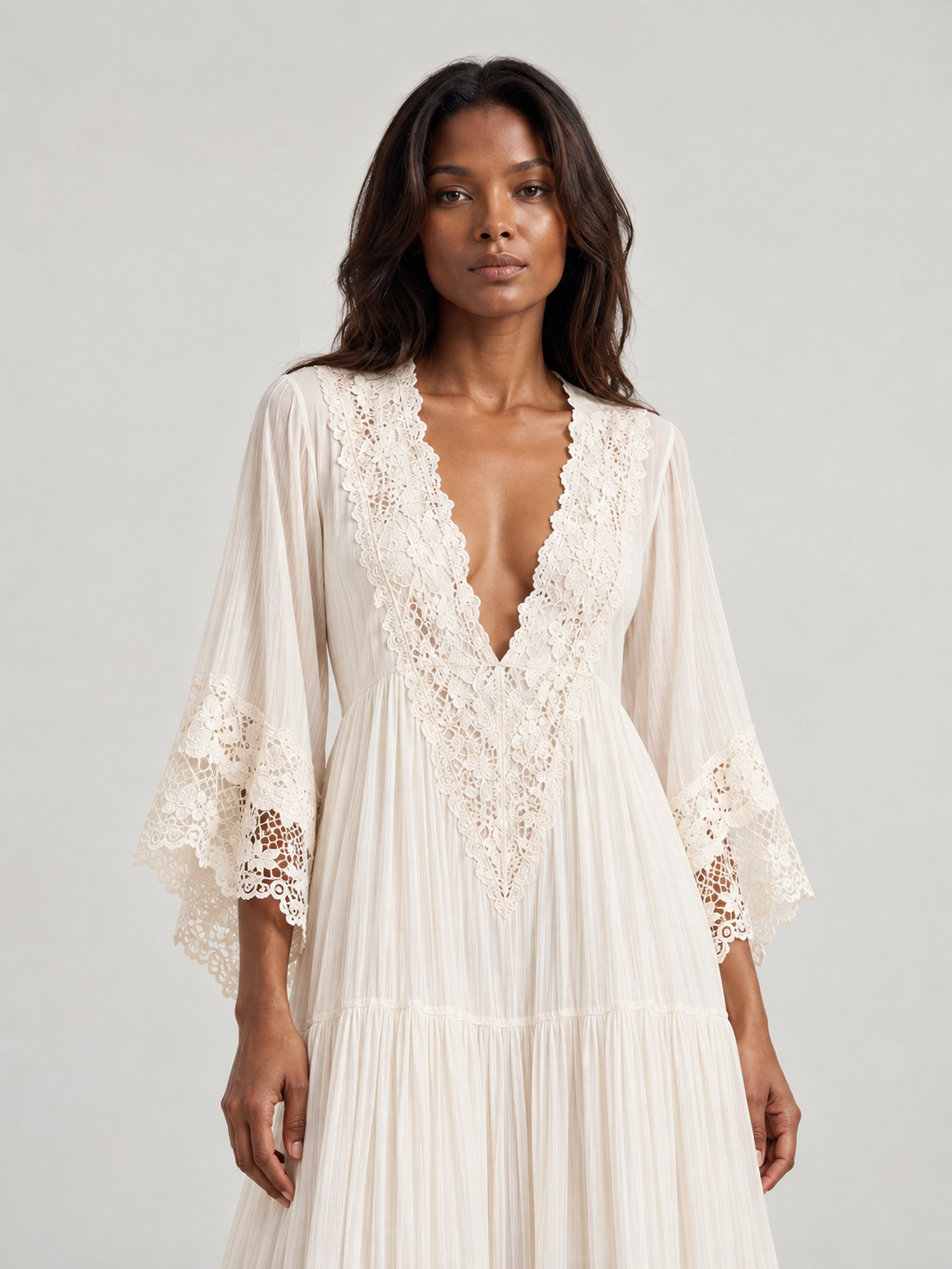 Éliane™ | Robe Chiffon Ivoire