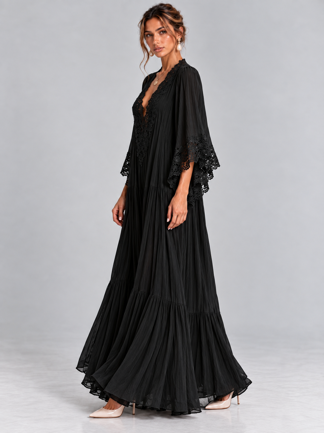 Éliane | Robe Chiffon Noire