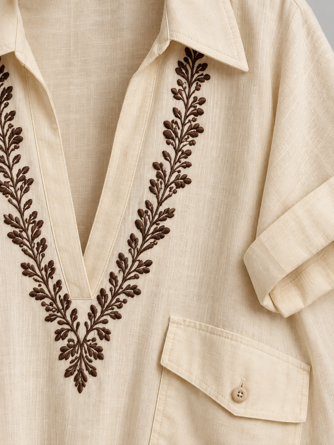 Camille | Robe longue bohème élégante avec broderie et coupe fluide