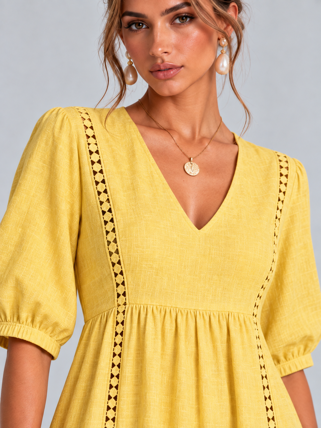 Madeleine™ | Robe en Lin et Coton Dentelée