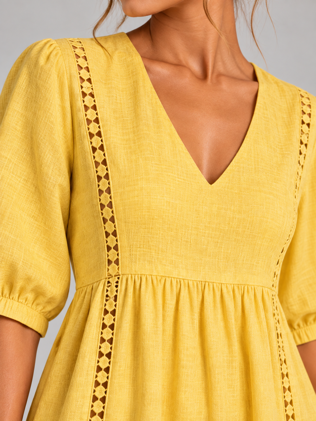Madeleine™ | Robe en Lin et Coton Dentelée
