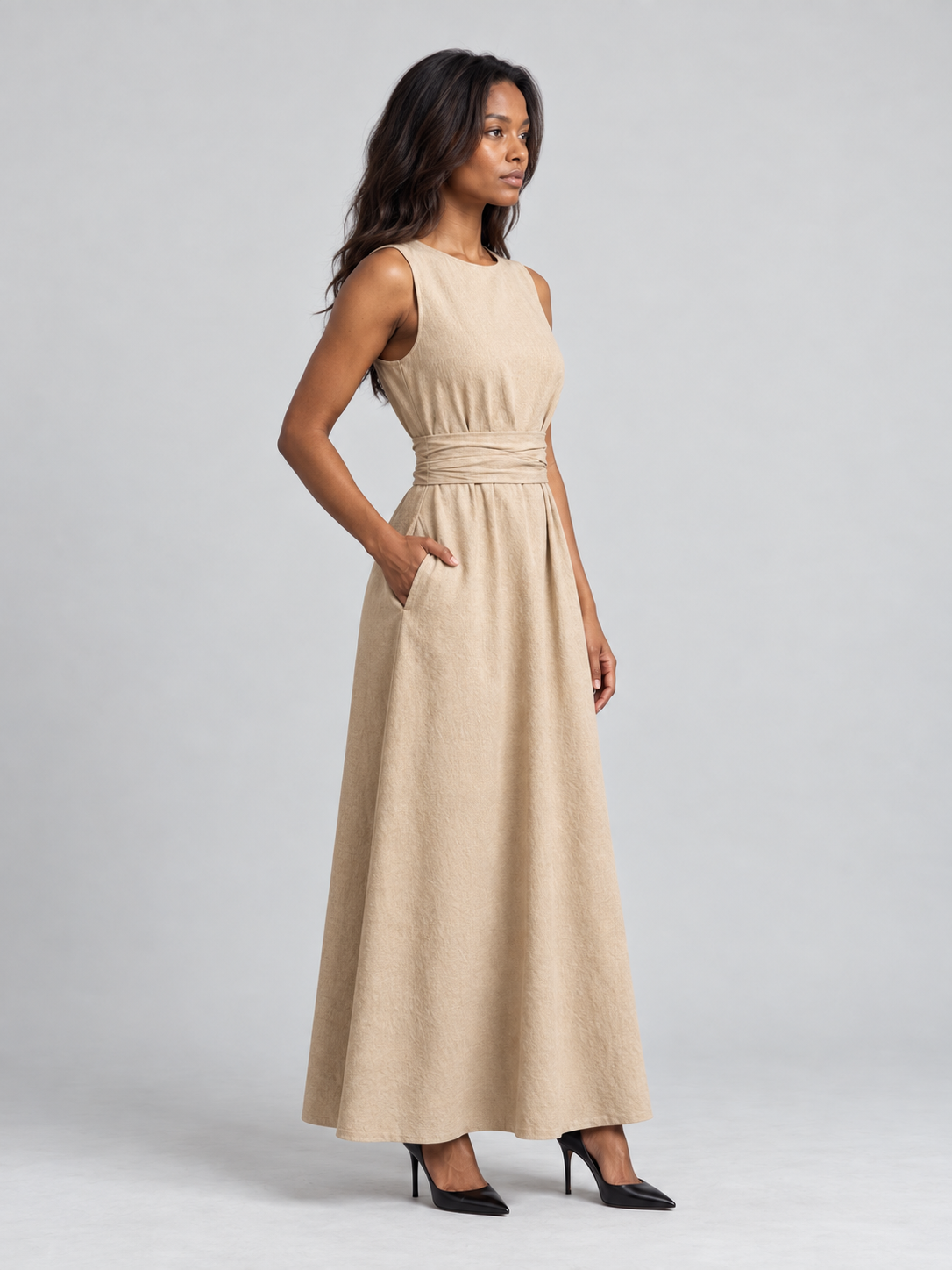 Léna | Robe longue confortable et élégante avec taille souple