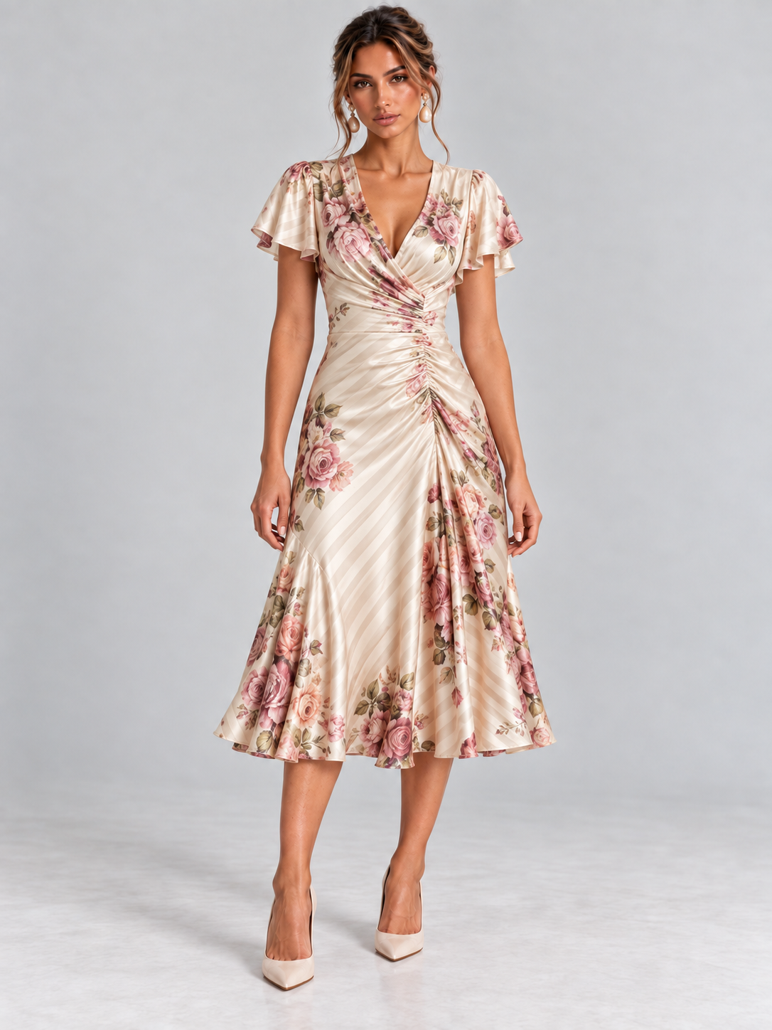Rosalie | Robe midi fluide à imprimé floral élégant
