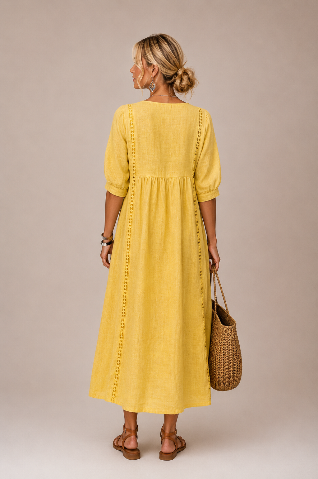 Madeleine™ | Robe en Lin et Coton Dentelée